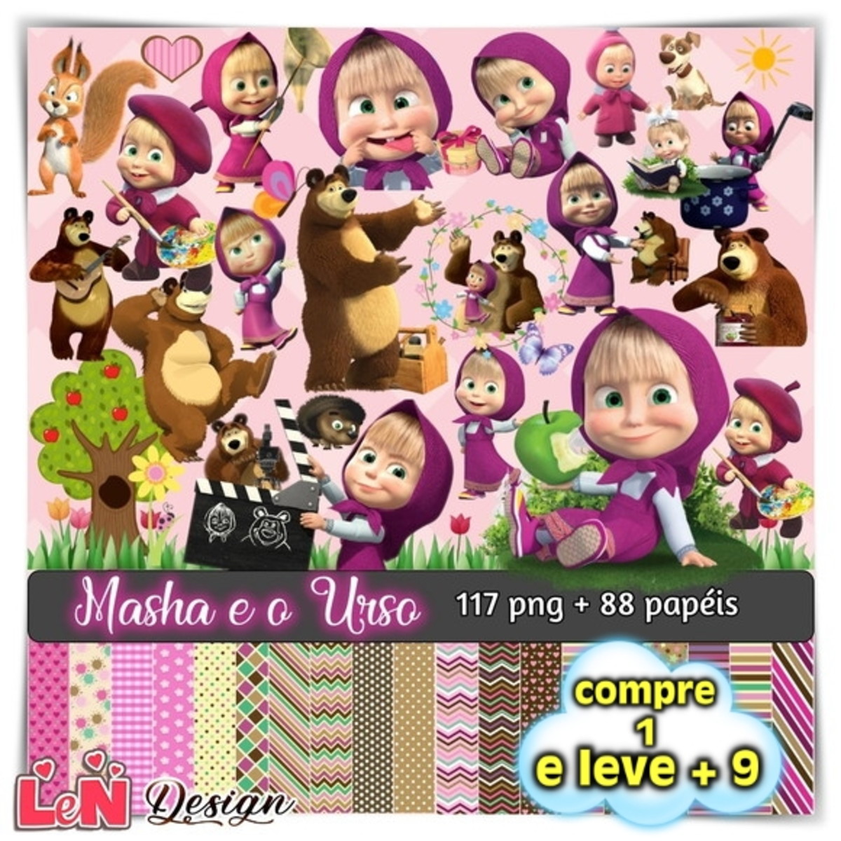 Kit Digital Masha E O Urso Fonte Do Tema Topo De Bolo Para Imprimir