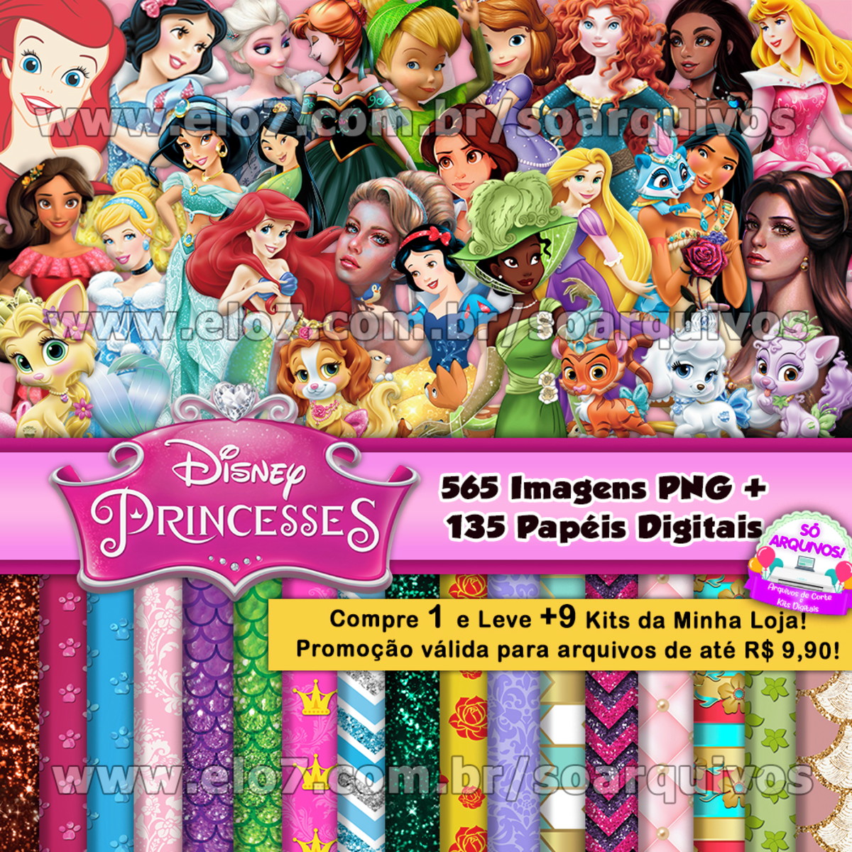 Kit Digital Princesas da Disney