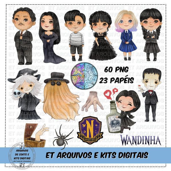#098 Kit Digital Wandinha Família Addams