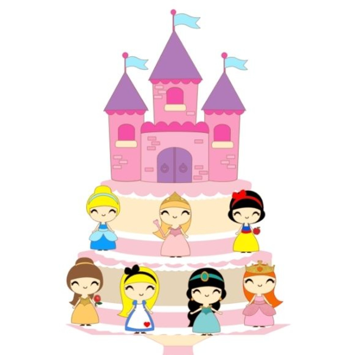 #1109 Arquivo Digital de corte Topo de bolo Princesas CAMADA