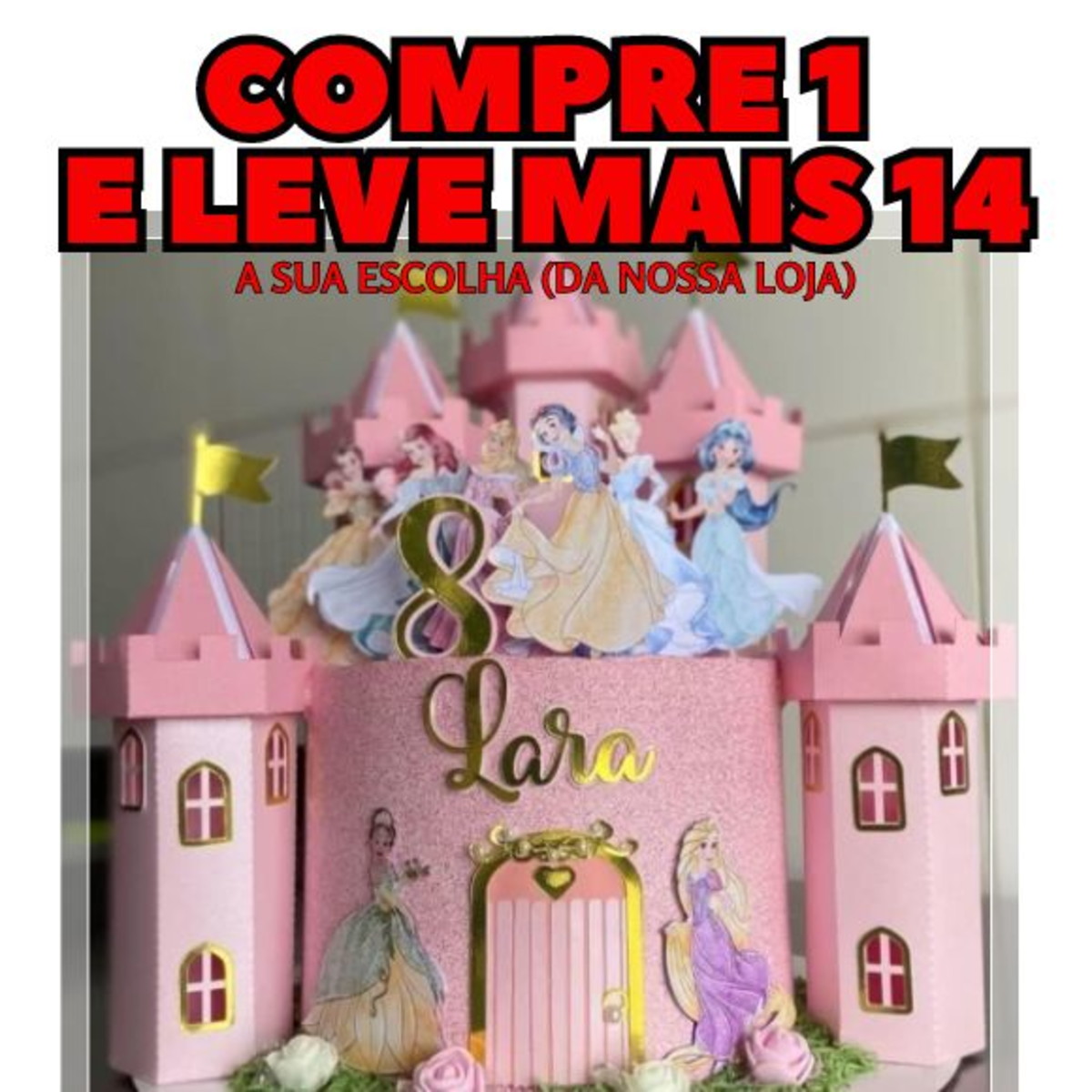 #2901 Arquivo de Corte Topo de Bolo Princesas Castelo - Imagem 2