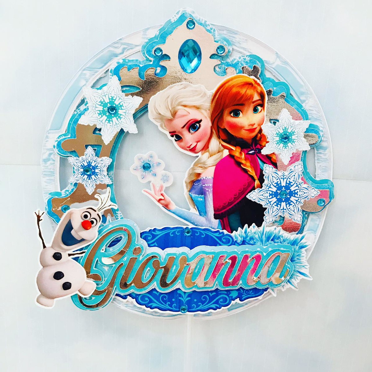 89-Arquivo de corte Topo de bolo de luxo Frozen - Imagem 4