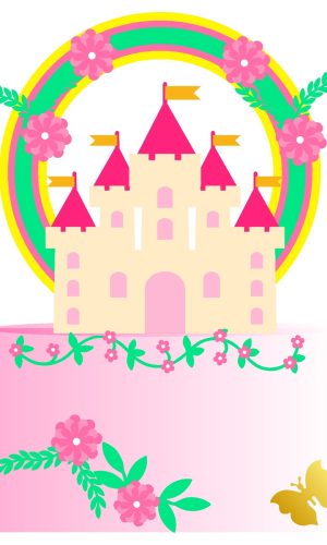 Topo de Bolo Castelo Princesas - Arquivo Digital #987