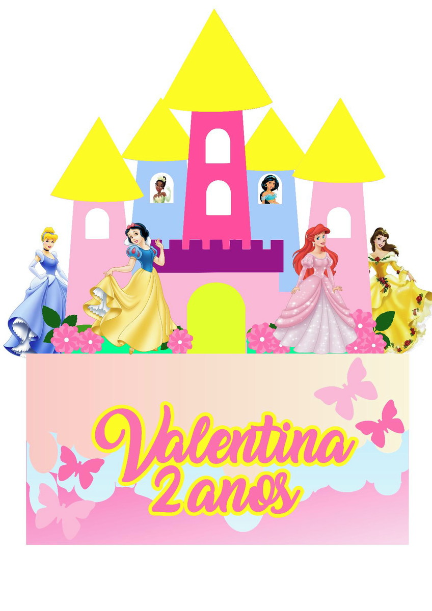 Arquivo Corte: Topo de Bolo Princesas Disney 002