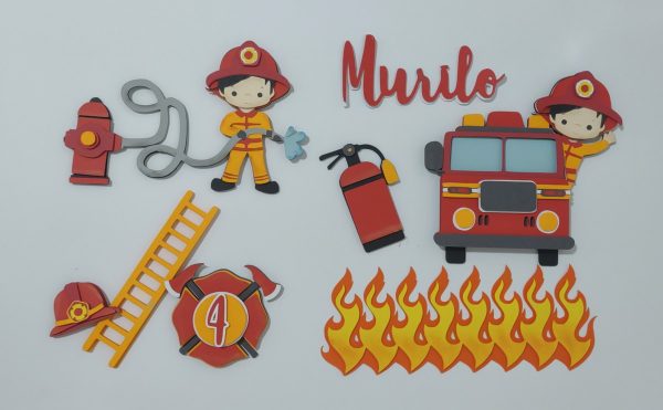 Arquivo de corte em camadas topo de bolo Bombeiro
