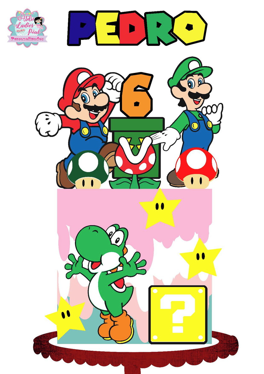 Arquivo de Corte Topo Bolo Super Mario Camadas