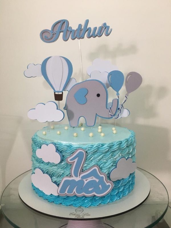 Arquivo de Corte Topo Bolo Elefante Azul