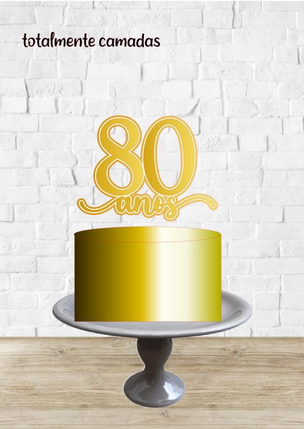 Arquivo de Corte Topo de Bolo 80 Anos