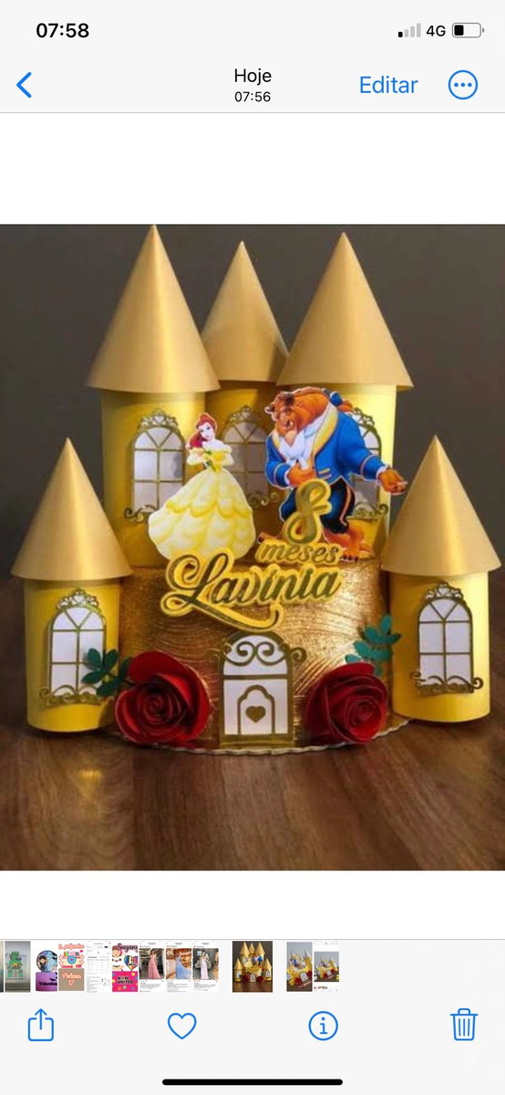 Arquivo de Corte Topo de Bolo a Bela e a Fera Castelo 3d - Imagem 2