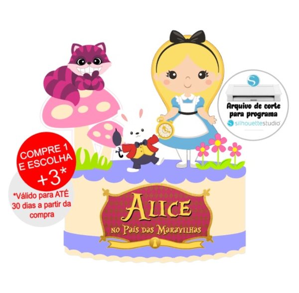 Arquivo de Corte Topo de Bolo Alice