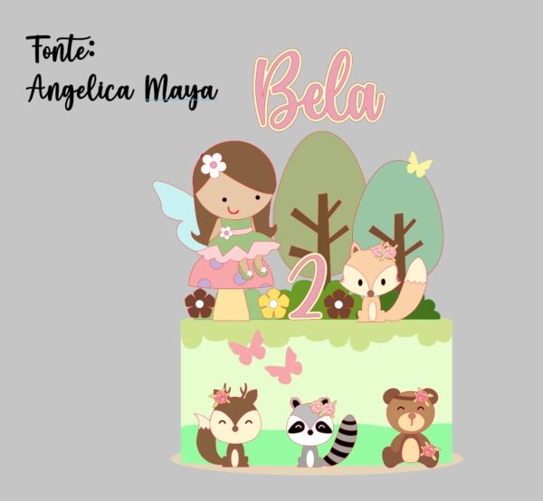 Arquivo: Topo de Bolo Bosque Encantado Menina - Camadas - Image 2