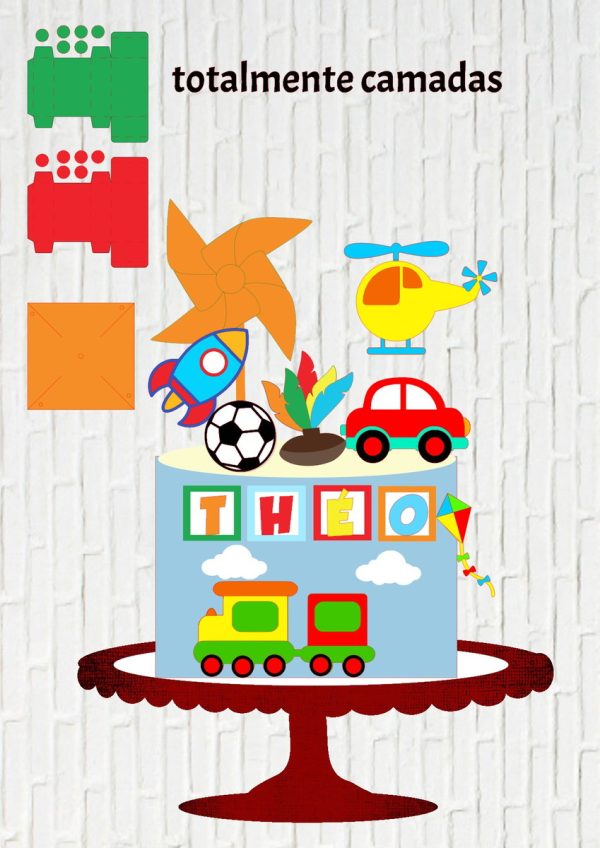 Arquivo de Corte Topo de Bolo Brinquedos Camadas