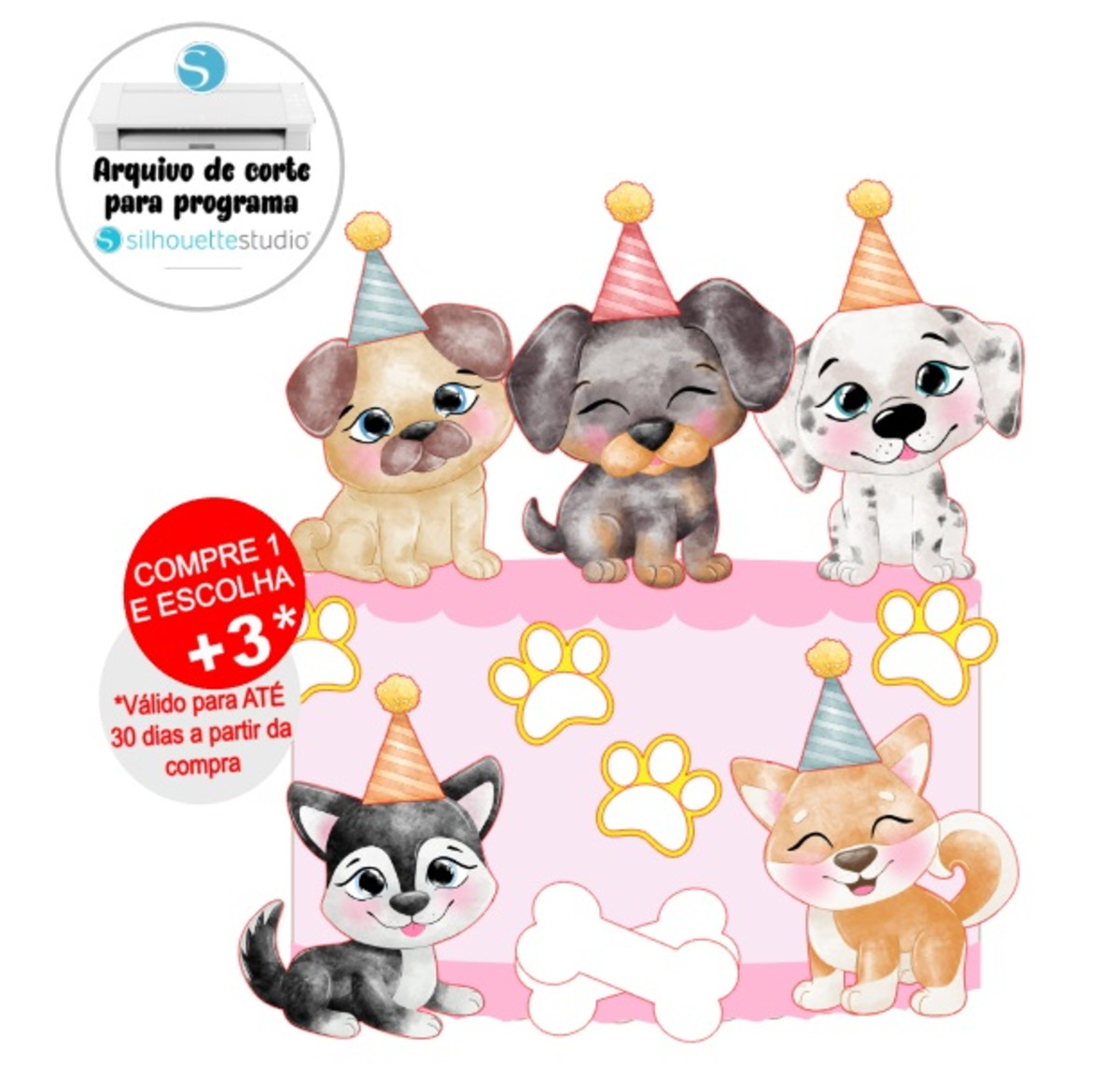 Arquivo de Corte Topo de Bolo Cachorros