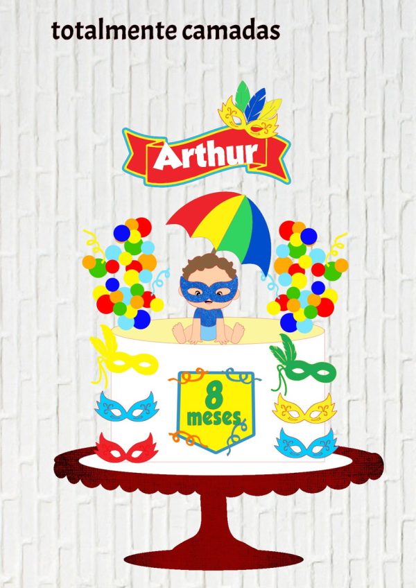 Arquivo de Corte Topo de Bolo Carnaval Bebe