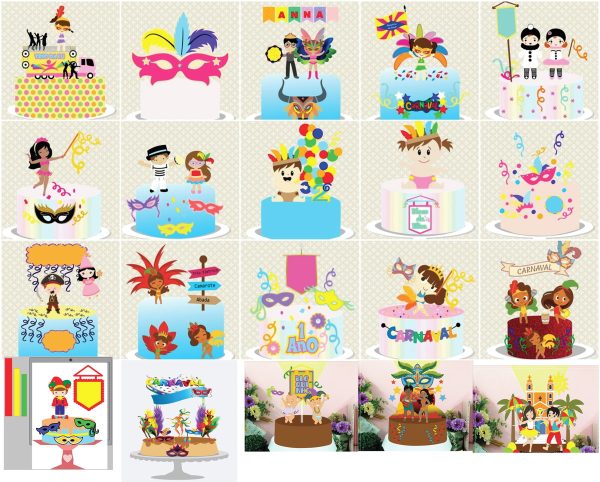Arquivo de Corte Topo de Bolo Carnaval -studio Camadas - Image 2