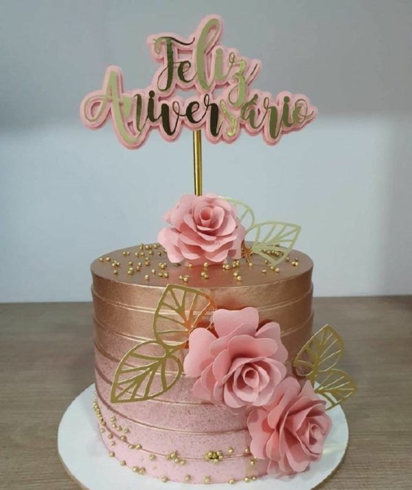 Arquivo de corte topo de bolo Feliz Aniversário