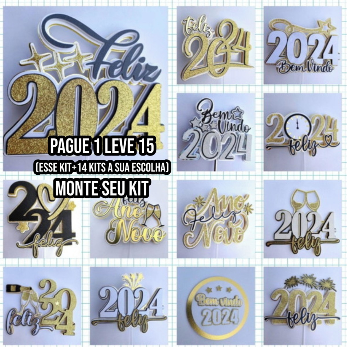 Arquivo de Corte Topo de Bolo Feliz Ano Novo 2024