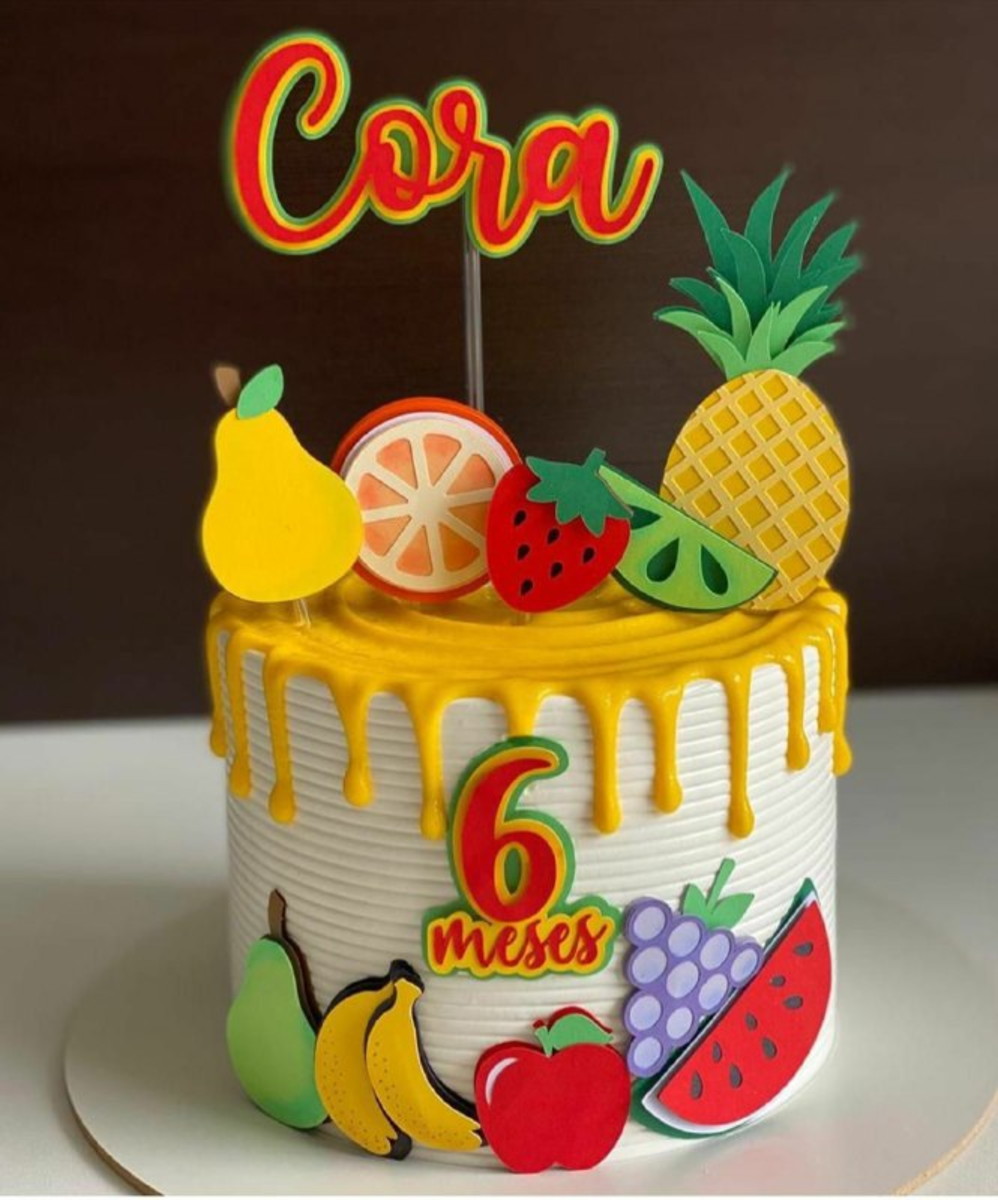 Arquivo de corte topo de bolo frutinhas (100% em camadas)