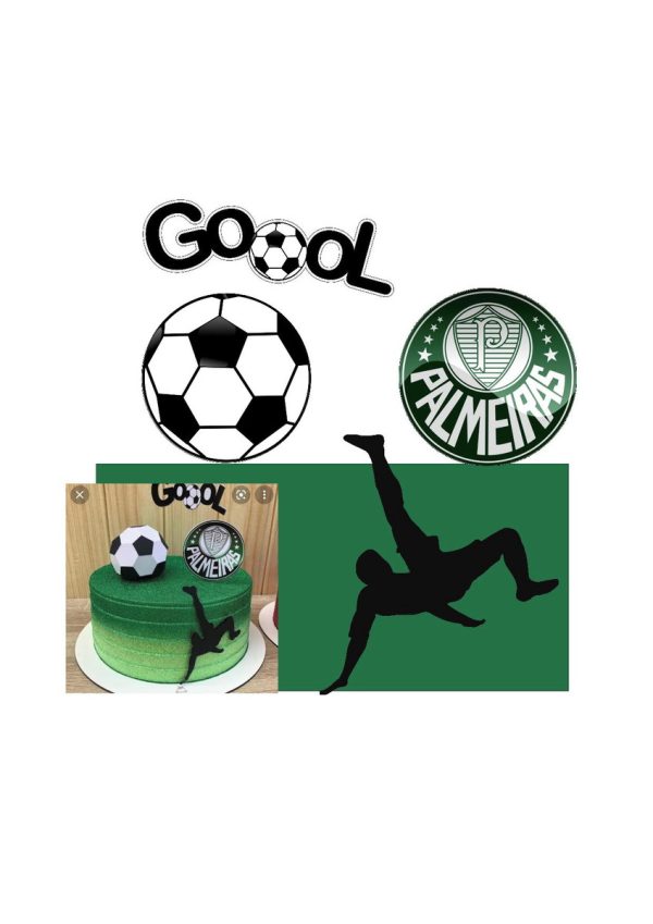 Arquivo de Corte Topo de Bolo Futebol Bola 3d