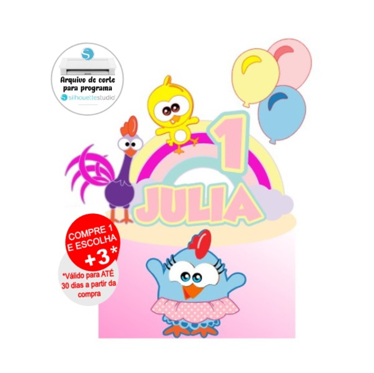 Arquivo de Corte Topo de Bolo Galinha Pintadinha