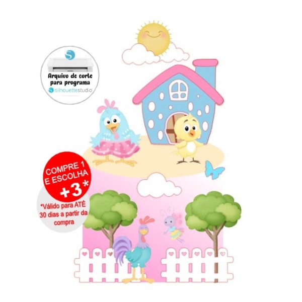 Arquivo de Corte Topo de Bolo Galinha Pintadinha Candy