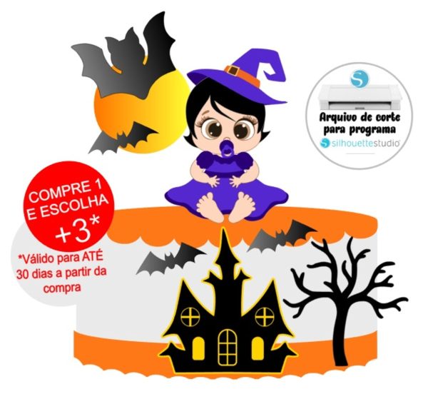 Arquivo de Corte Topo de Bolo Halloween Bebê