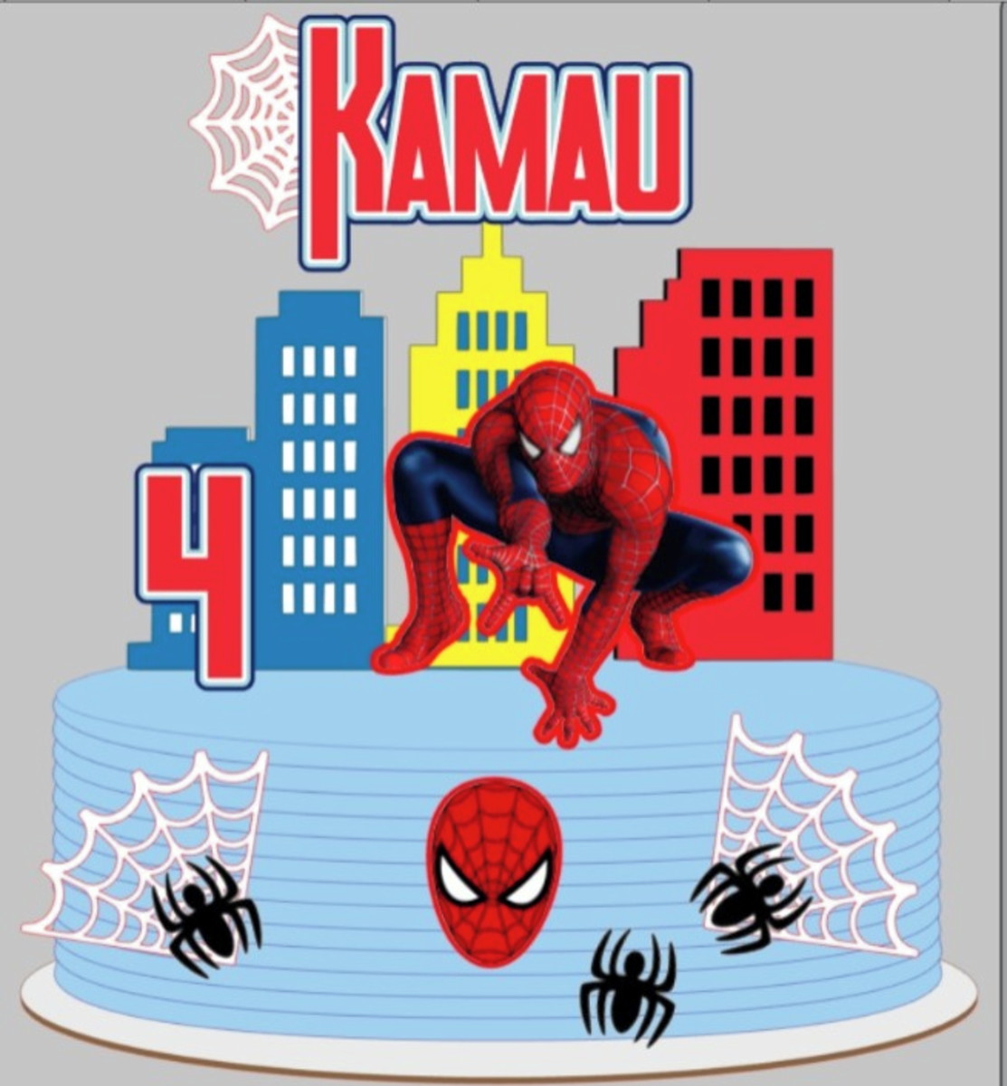Arquivo de Corte Topo de Bolo Homem Aranha com Predios