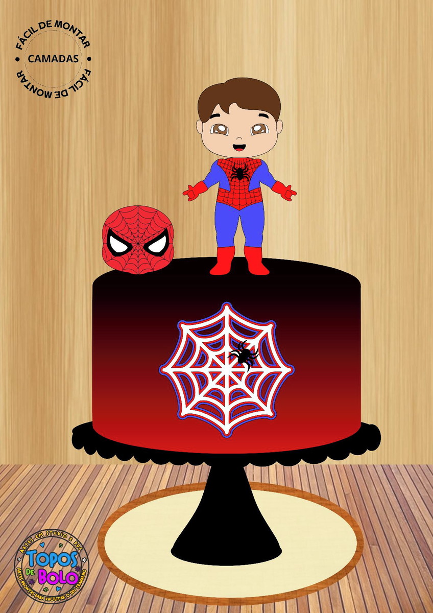Arquivo de Corte Topo de Bolo Homem Aranha sem Mascara