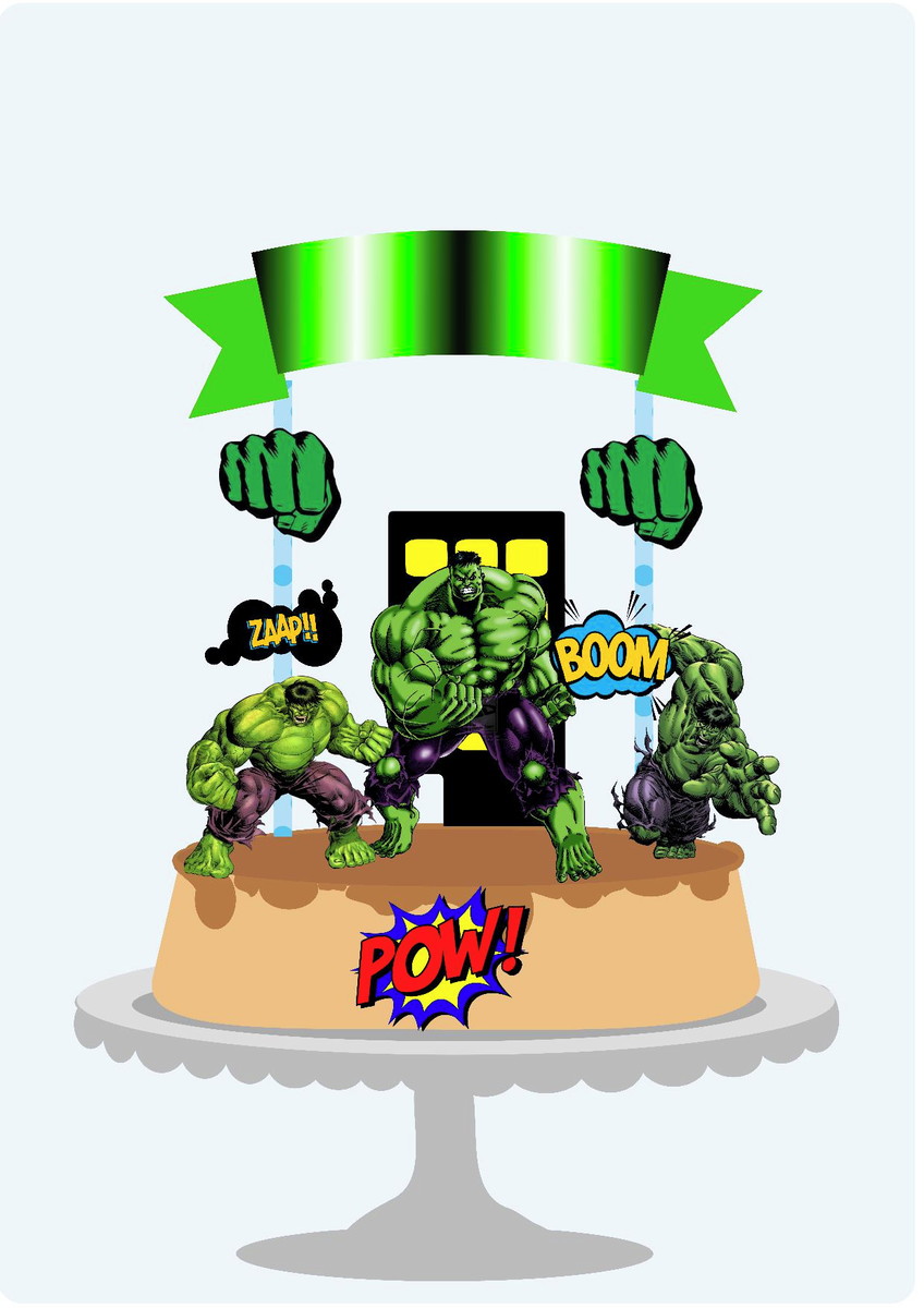 Arquivo de Corte Topo de Bolo Hulk Pdf/st #3829 - Imagem 2