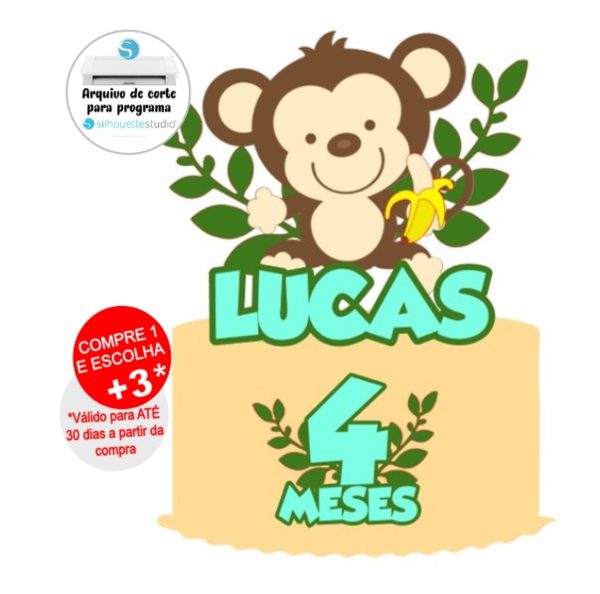 Arquivo de Corte Topo de Bolo Macaco