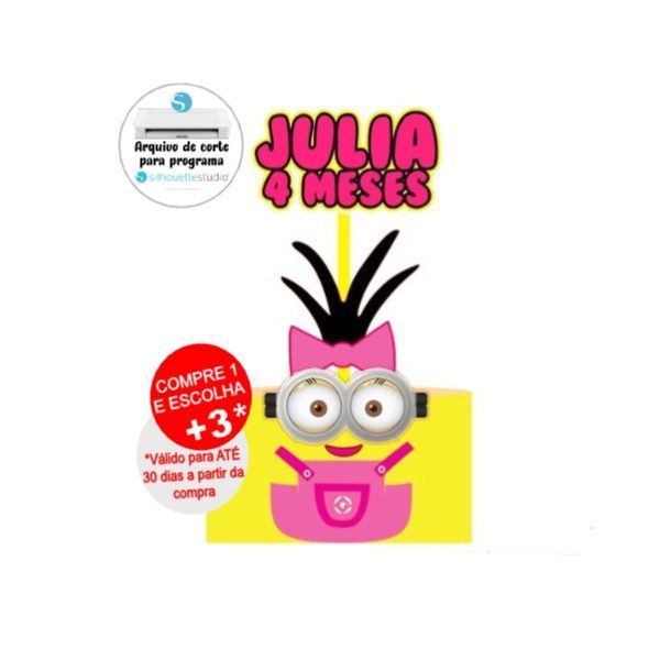 Arquivo de Corte Topo de Bolo Minions menina