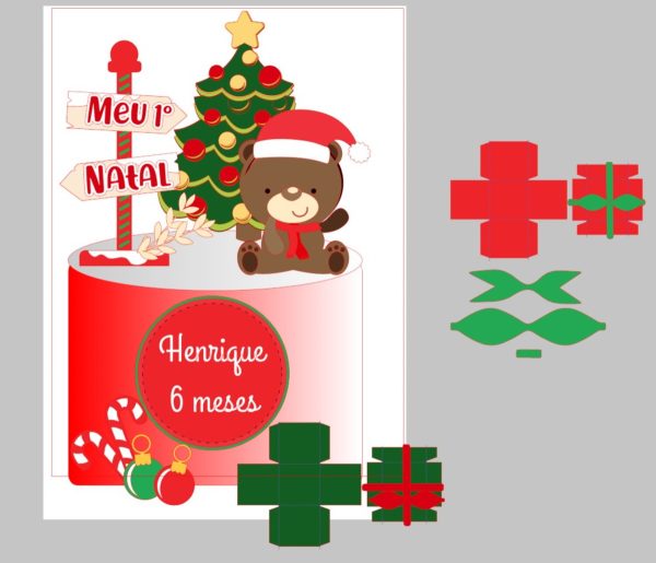 Arquivo de Corte Topo de Bolo Natal Ursinho(camadas) - Image 2