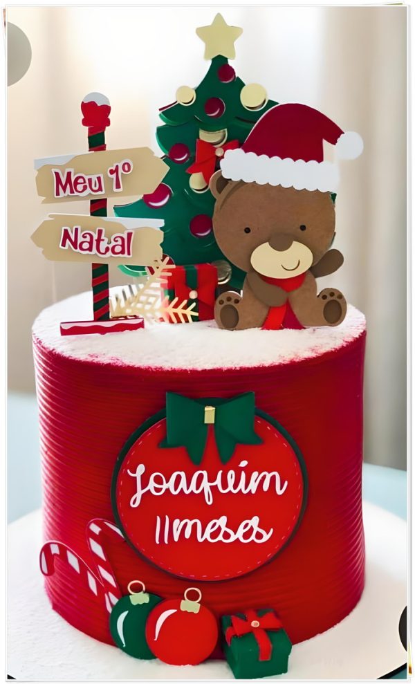 Arquivo de Corte Topo de Bolo Natal Ursinho(camadas)