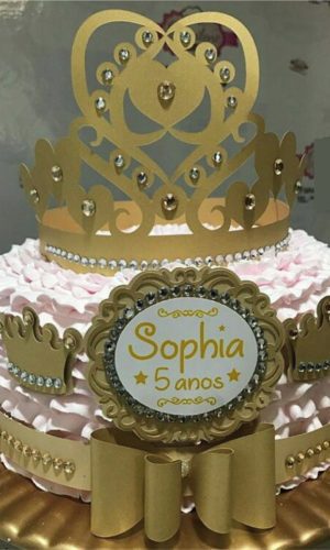 Arquivo de Corte - Topo de Bolo Princesa Dourado
