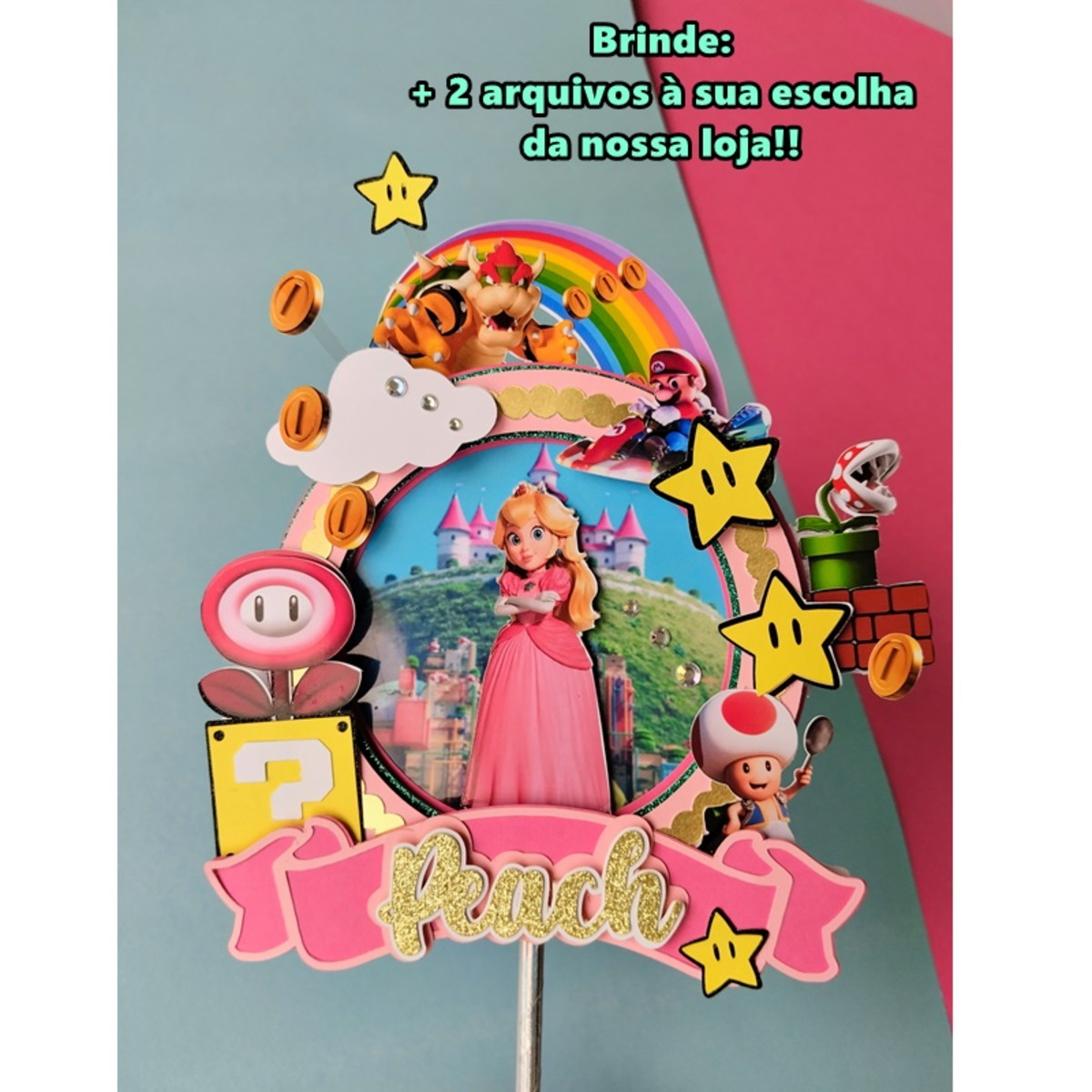 Arquivo de Corte Topo de Bolo Princesa-super Mário