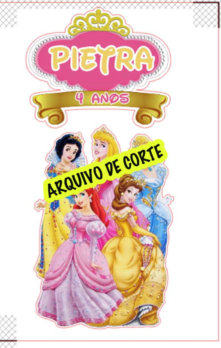 COMBO + Arquivo de Corte - Topo de Bolo Princesas - Imagem 2