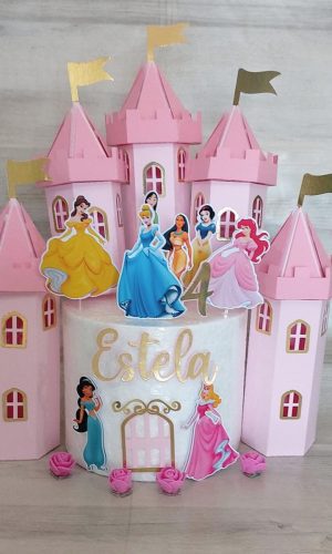 Arquivo de Corte Topo de Bolo Princesas com Castelo