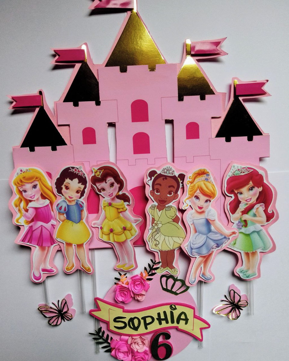 Arquivo de Corte Topo de Bolo Princesas Disney Castle