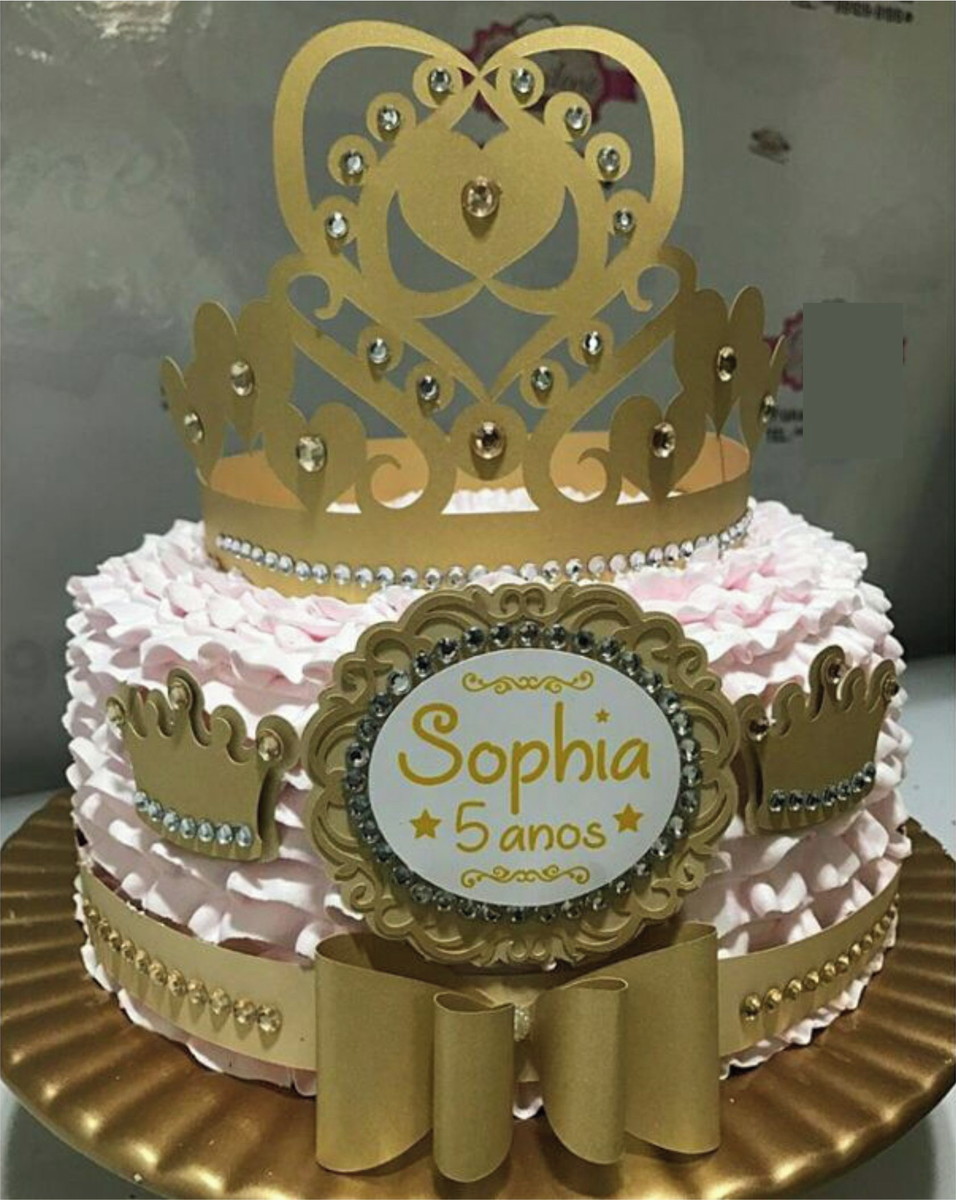 Arquivo de Corte Topo de Bolo Princesas Dourado