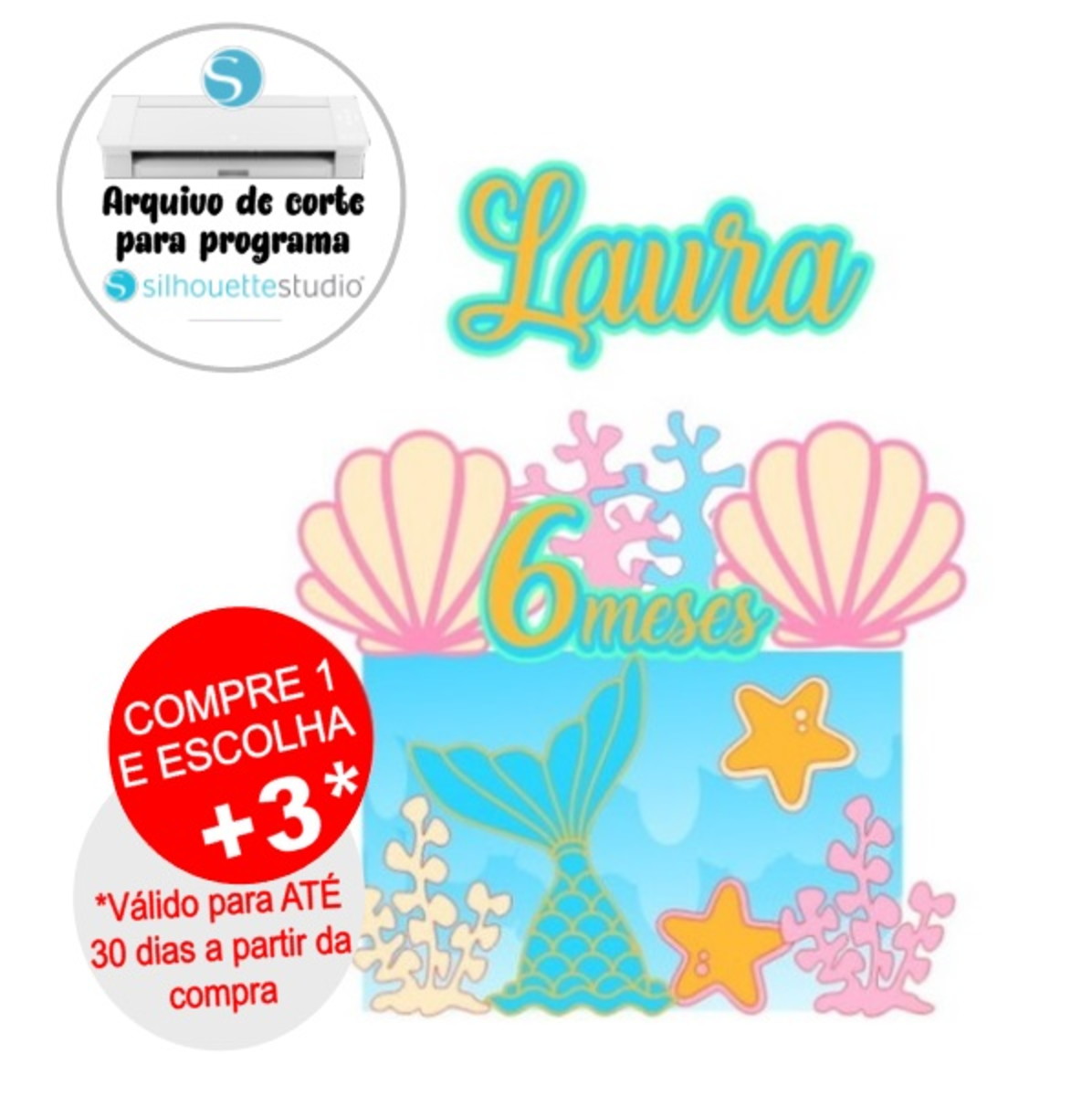 Arquivo de Corte Topo de Bolo Sereia