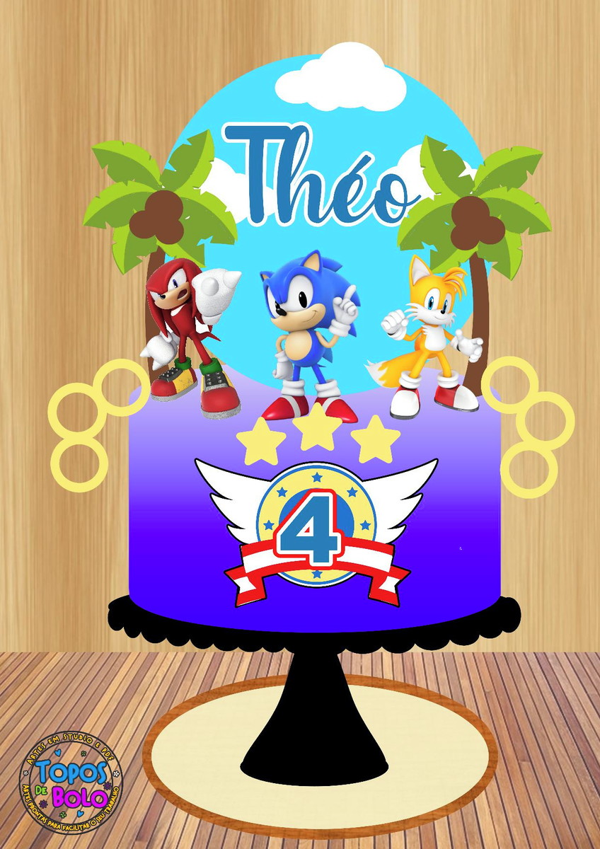 Arquivo de Corte Topo de Bolo Sonic e Amigos