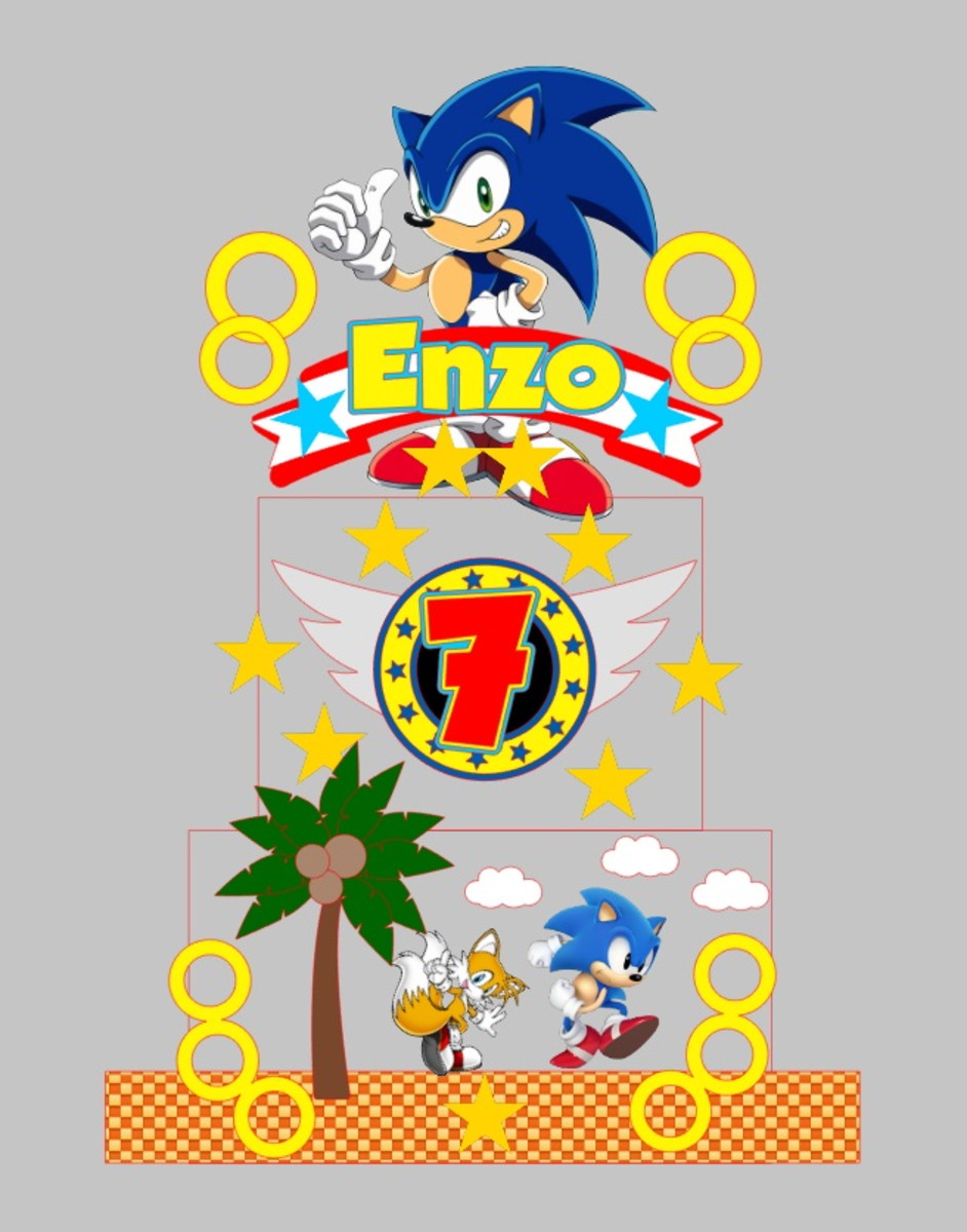 Arquivo De Corte Topo De Bolo Sonic V2