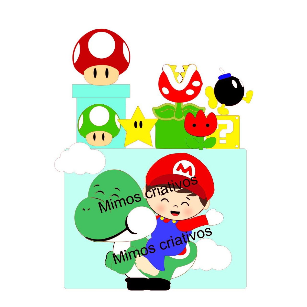 Arquivo De Corte Topo De Bolo Super Mario Cute - Imagem 2