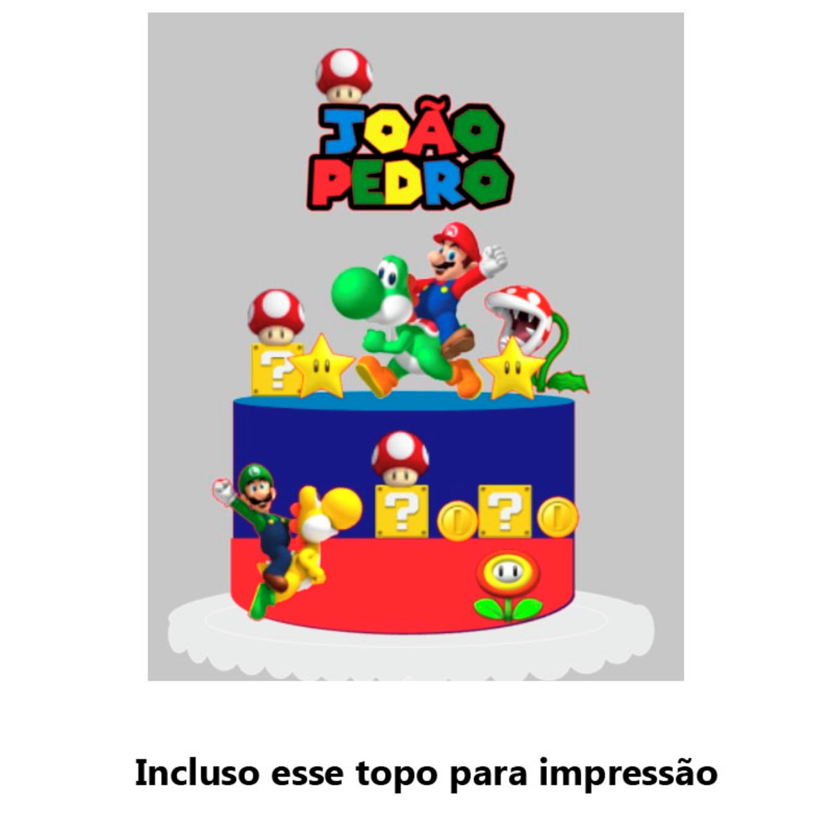 Arquivo de Corte Topo de Bolo Super Mário 2 + Brinde - Imagem 2