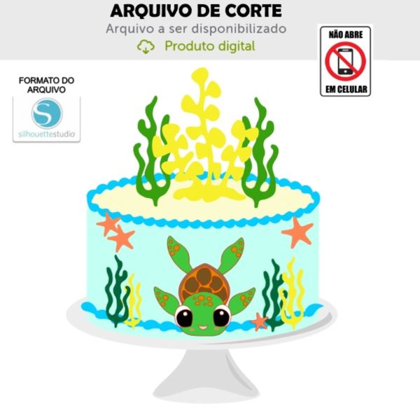 Arquivo de Corte Topo de Bolo Tartaruga