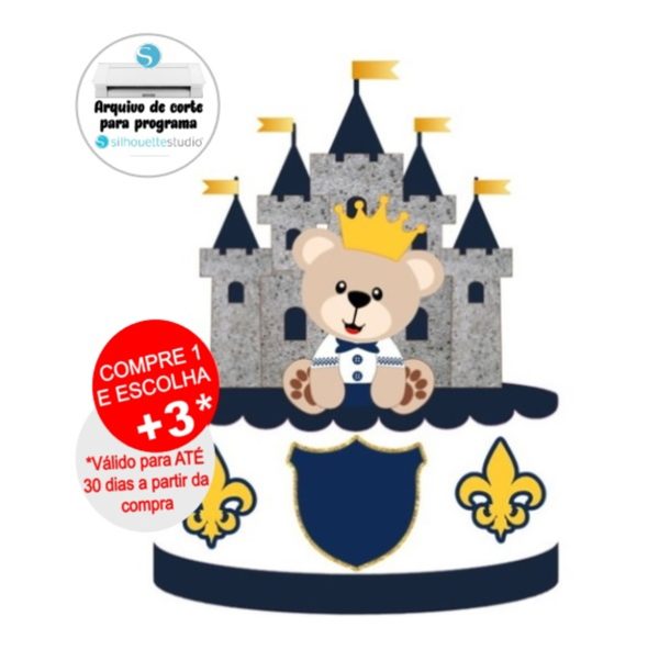 Arquivo de Corte Topo de Bolo Ursinho Principe