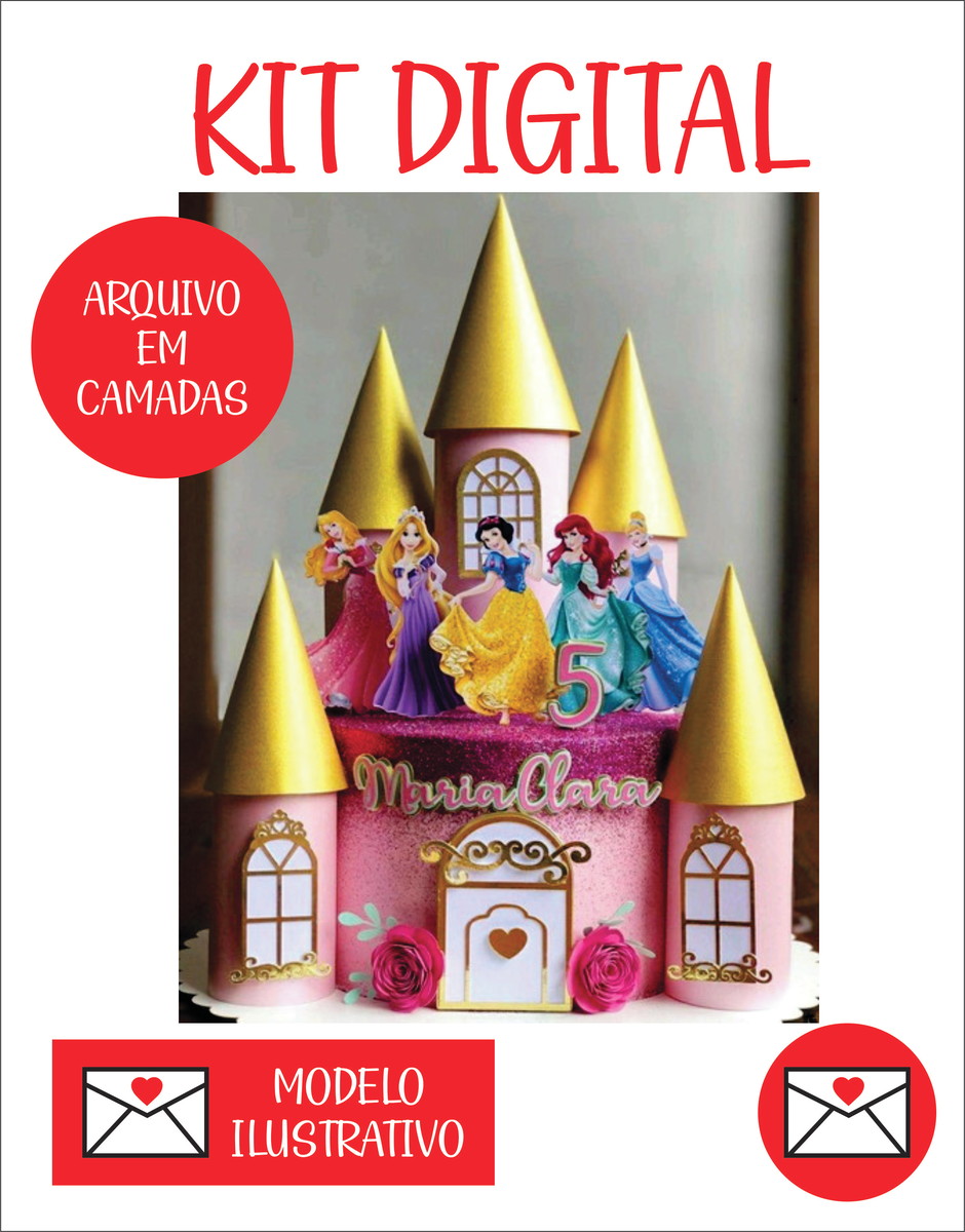 Arquivo de Topo Princesas Disney e Castelo 3d