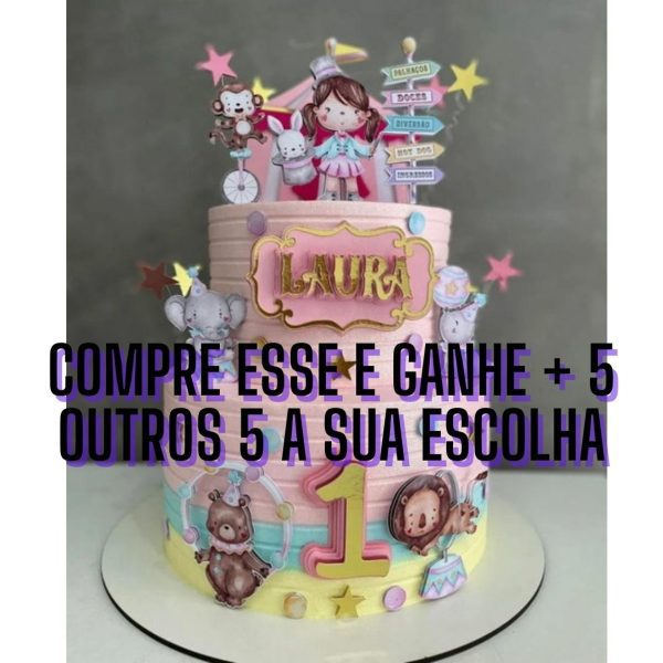 Arquivo Corte Topo de Bolo Circo Aquarela