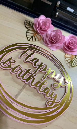 Arquivo de corte topo de bolo circular happy birthday