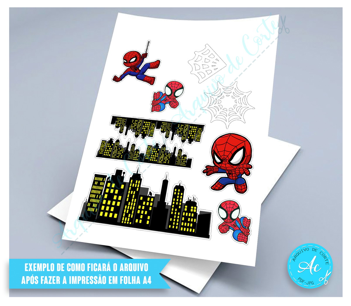 Arquivo Digital Topo de Bolo Homem Aranha Cute #1 - Imagem 2